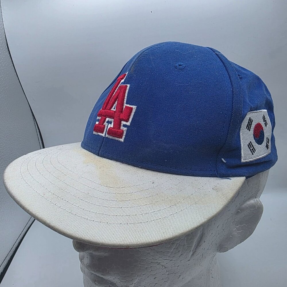 Los Angeles Dodgers Korea Flag Patch Cap Adjustable Hat Blue White Baseball